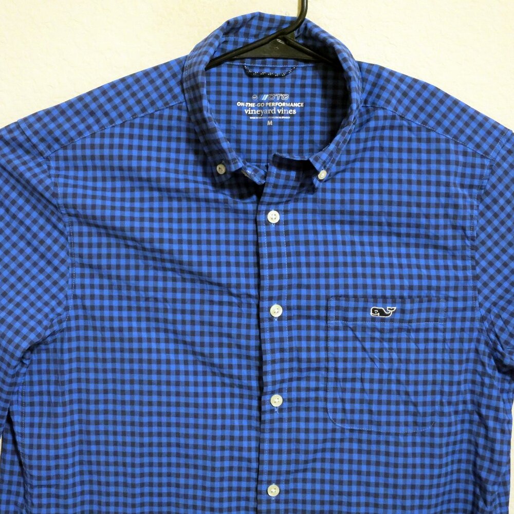 Vineyard Vines Shirt Mens Medium On-The-Go Performance Long Sleeve Button Blue